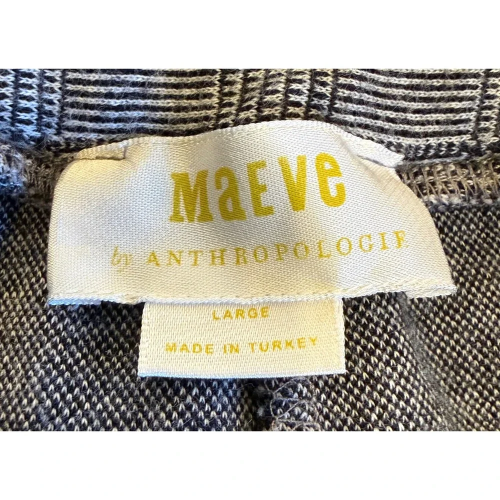 Maeve Anthropologie Grey Plaid Metallic Side Stripe Drawstring Pants Size Large